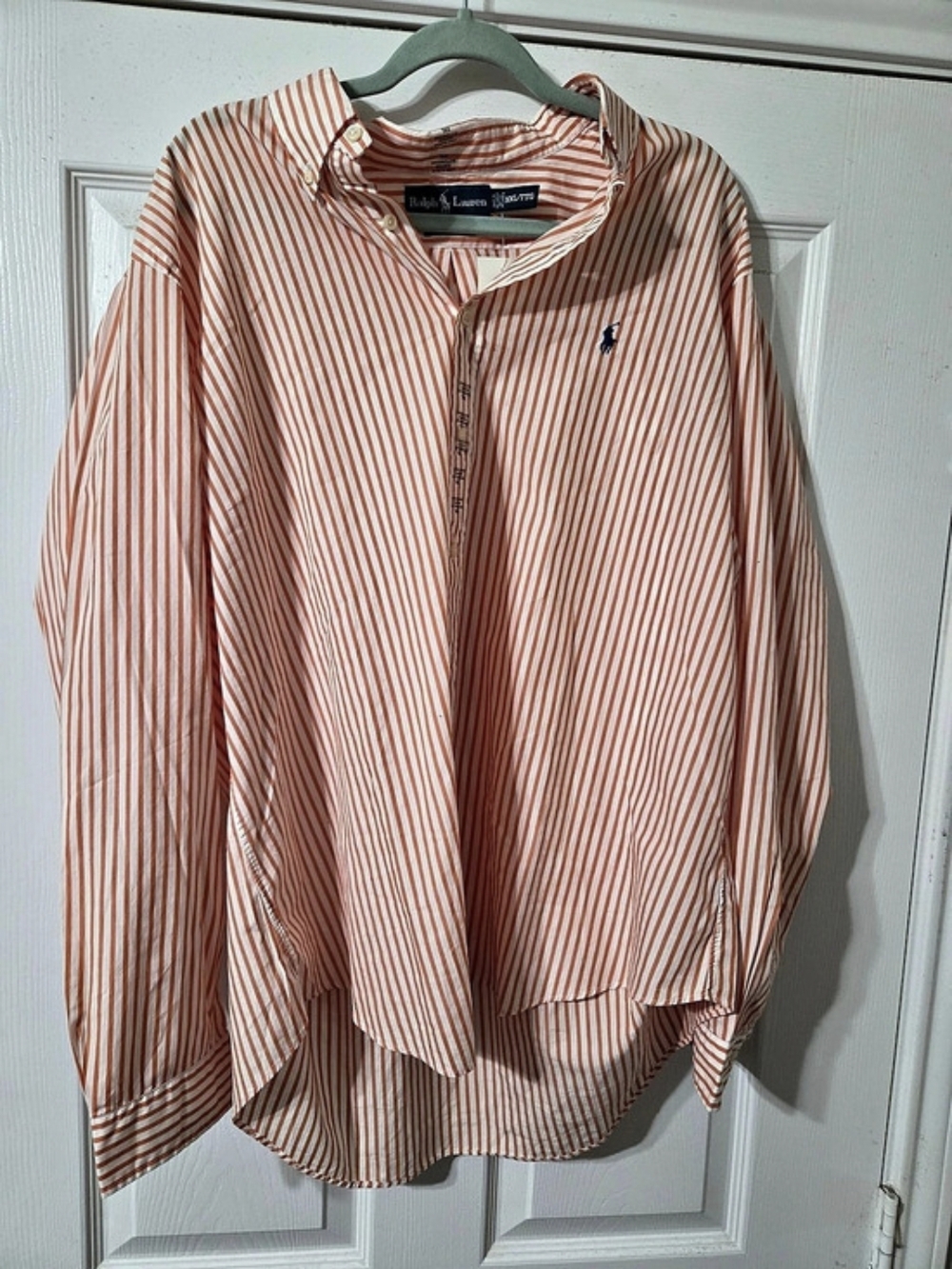 Ralph Lauren Striped Button Down Shirt in Orange & White XXL Like New